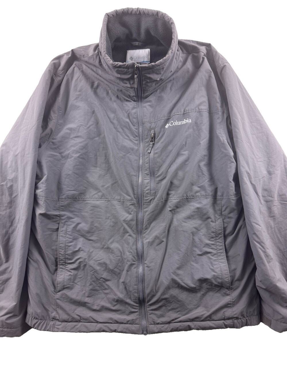 Columbia Men’s Gray Full Zip Fleece Lined Jacket XL Chest Pocket Outdoor